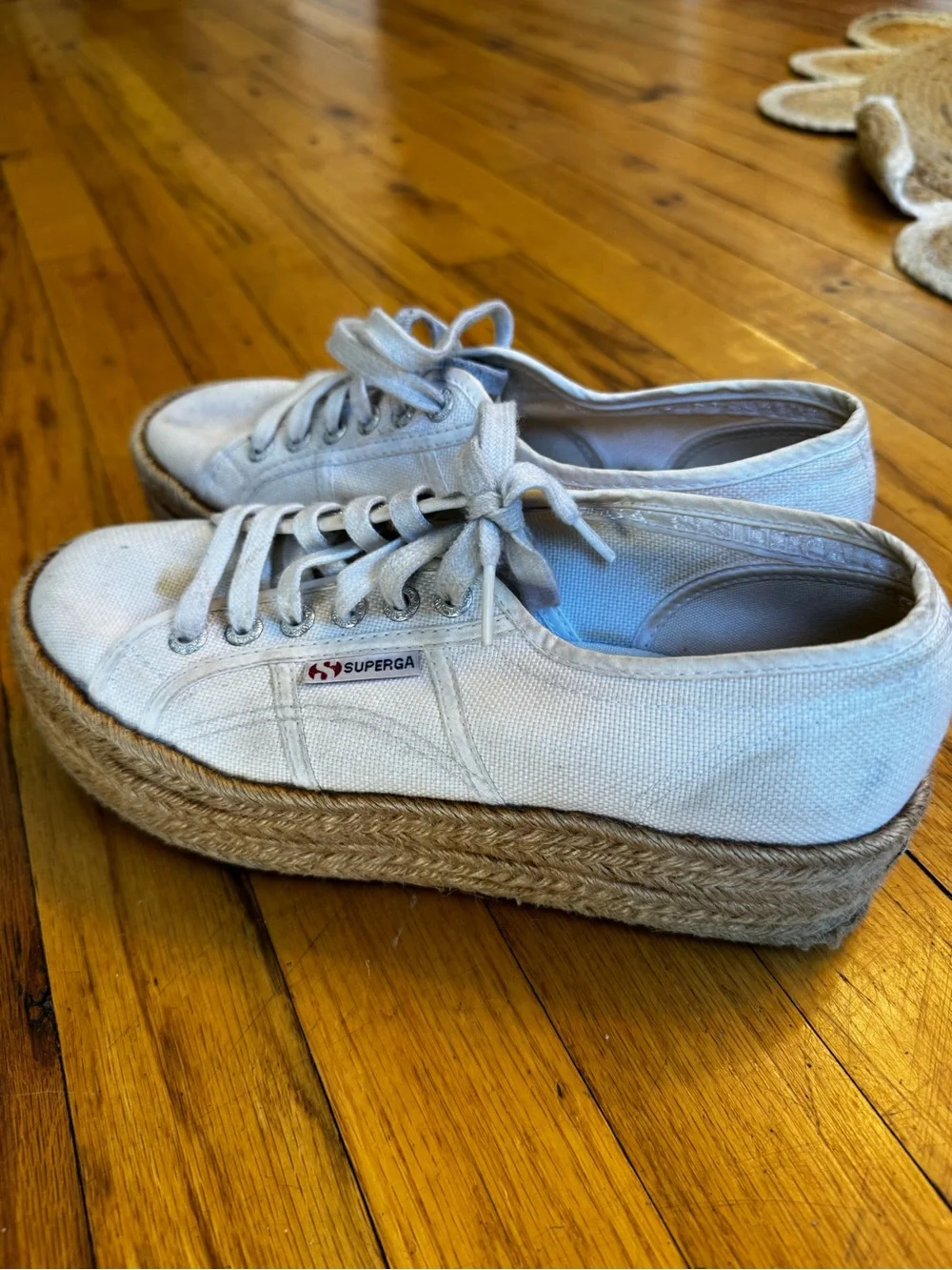 Superga Women's White Cotropew Canvas Espadrille Platform Sneaker Size 39/US 8